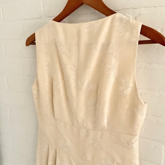 Vintage Y2K Midi dress Gown Babydoll Bow Cream Vanilla Floral Jacquard 8 - Picture 15 of 16